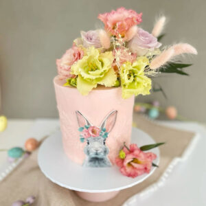 pink birthday cake with rabbit Perth