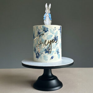 blue birthday cake with rabbit Perth