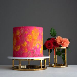 Colourful anniversary cake with flowers