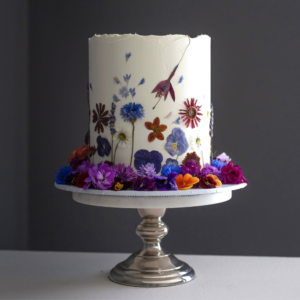 Pressed flower wedding cake Rossie on the Earn